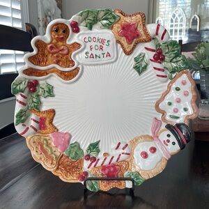 1992 Fitz & Floyd Holiday Cookies for Santa Decorative Serving Plate 10.5”
